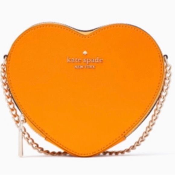 Shack Mini Heart Crossbody Bag Chain Purse - Orange (Brand New W/ Tags) Nwt 6x6”